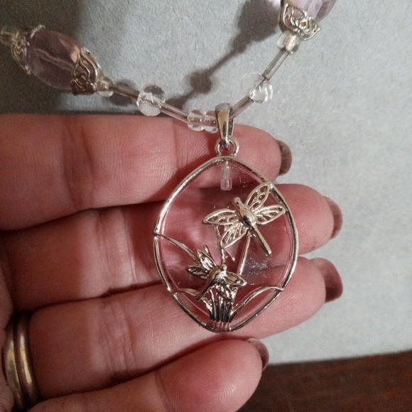 Very Vintage Sterling Silver Glass Beaded Necklace - Picture 5 of 7